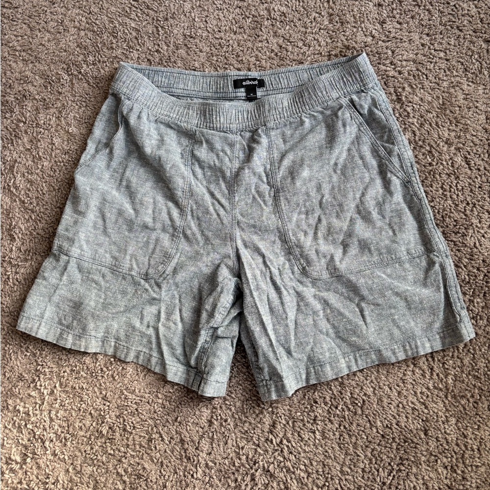 Denim colored, khaki material shorts